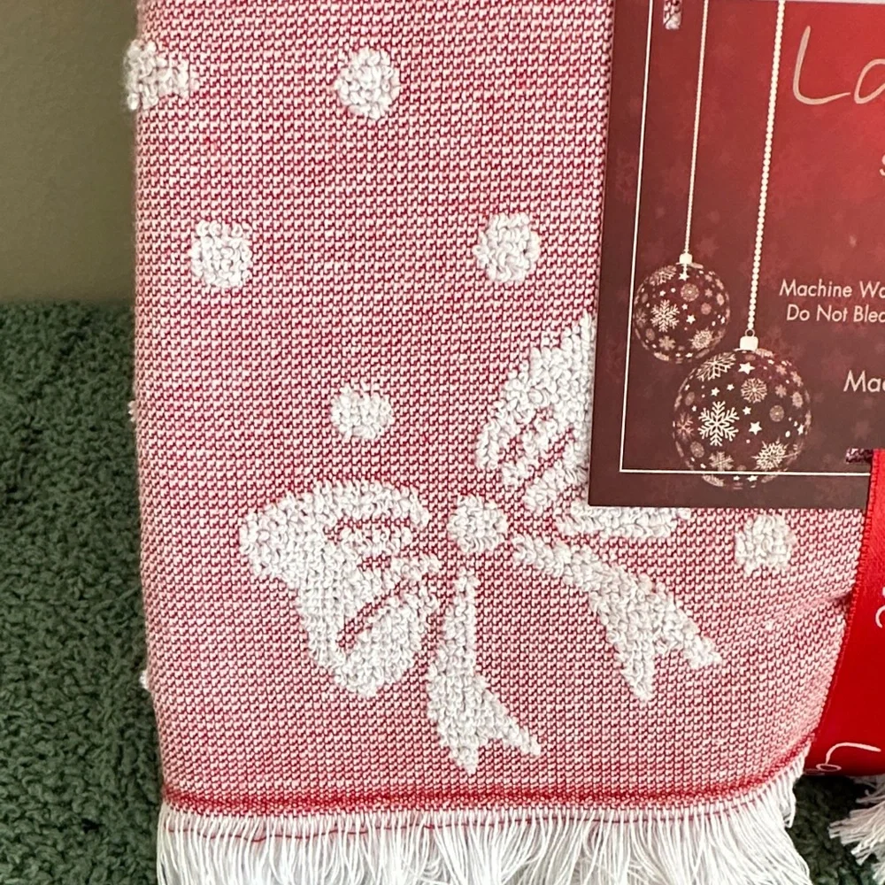 Ladinne Holiday Christmas Tree Shower Curtain Red Bow NEW!